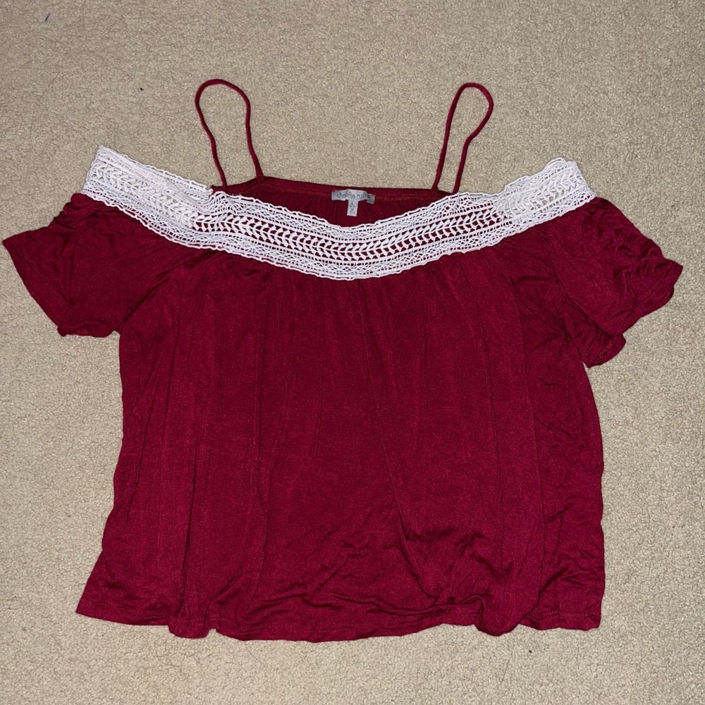 Bergundy Off the Shoulder Top